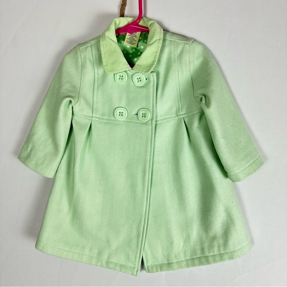 BABYSTYLE girls Easter wool pea coat in mint green - size 18-24 m
